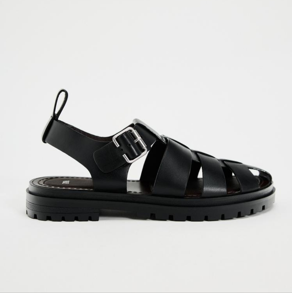 Zara Lug Sole Leather Cage Sandals - Picture 4 of 11